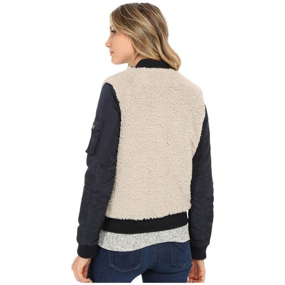 New! LEVI's Women's Zip-front Faux Sherpa Bomber Jacket Size Medium - Picture 5 of 7